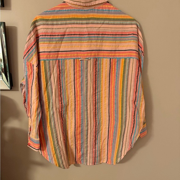 Anthropologie Pilcro long sleeve boyfriend striped shirt & smoked top set - Picture 6 of 10